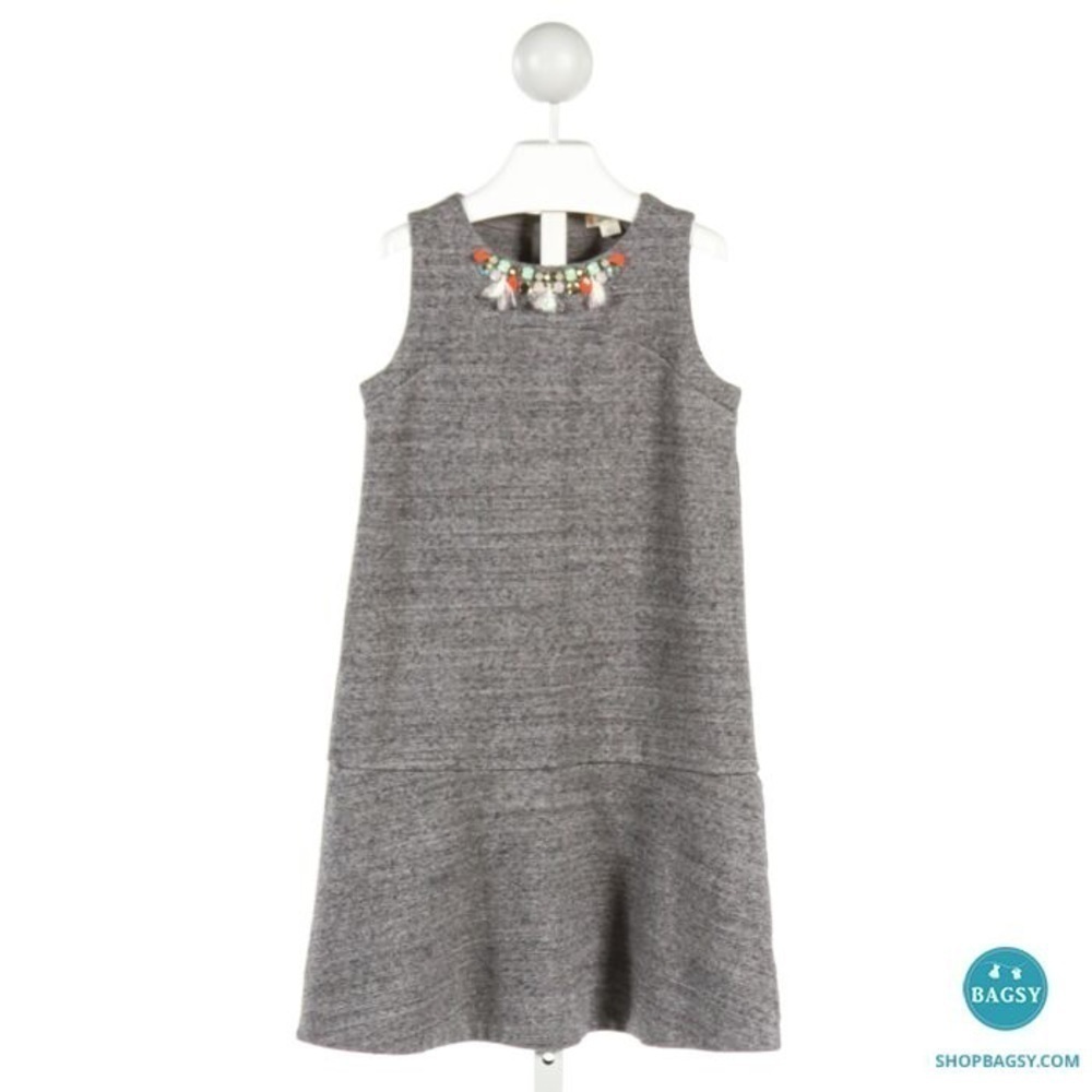 CREWCUTS girls GRAY KNIT DRESS 10 embellished jewels